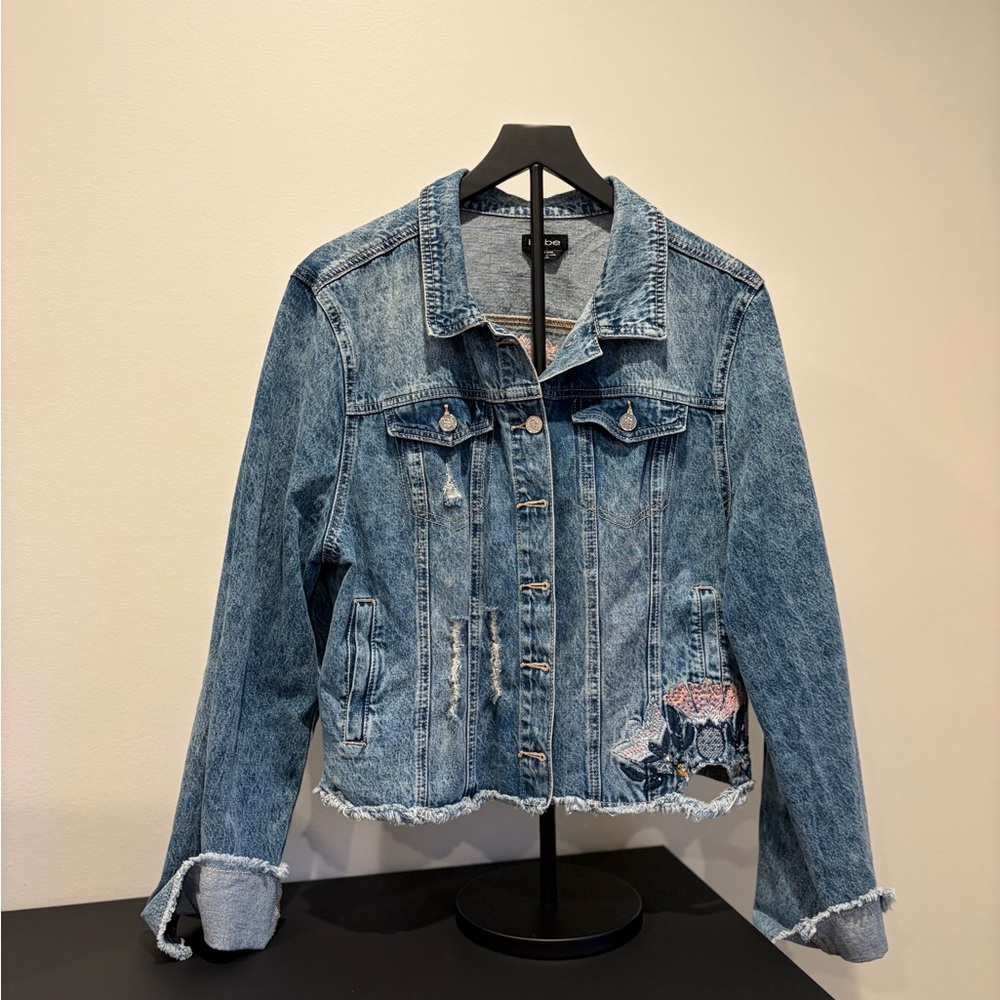 BEBE Denim Blue Distressed Women's Jacket